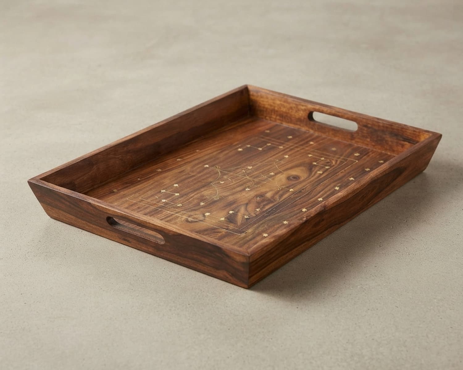 Wooden Tray - Hand Painted & Handcrafted Pure Sheesham Wood Serving Tray