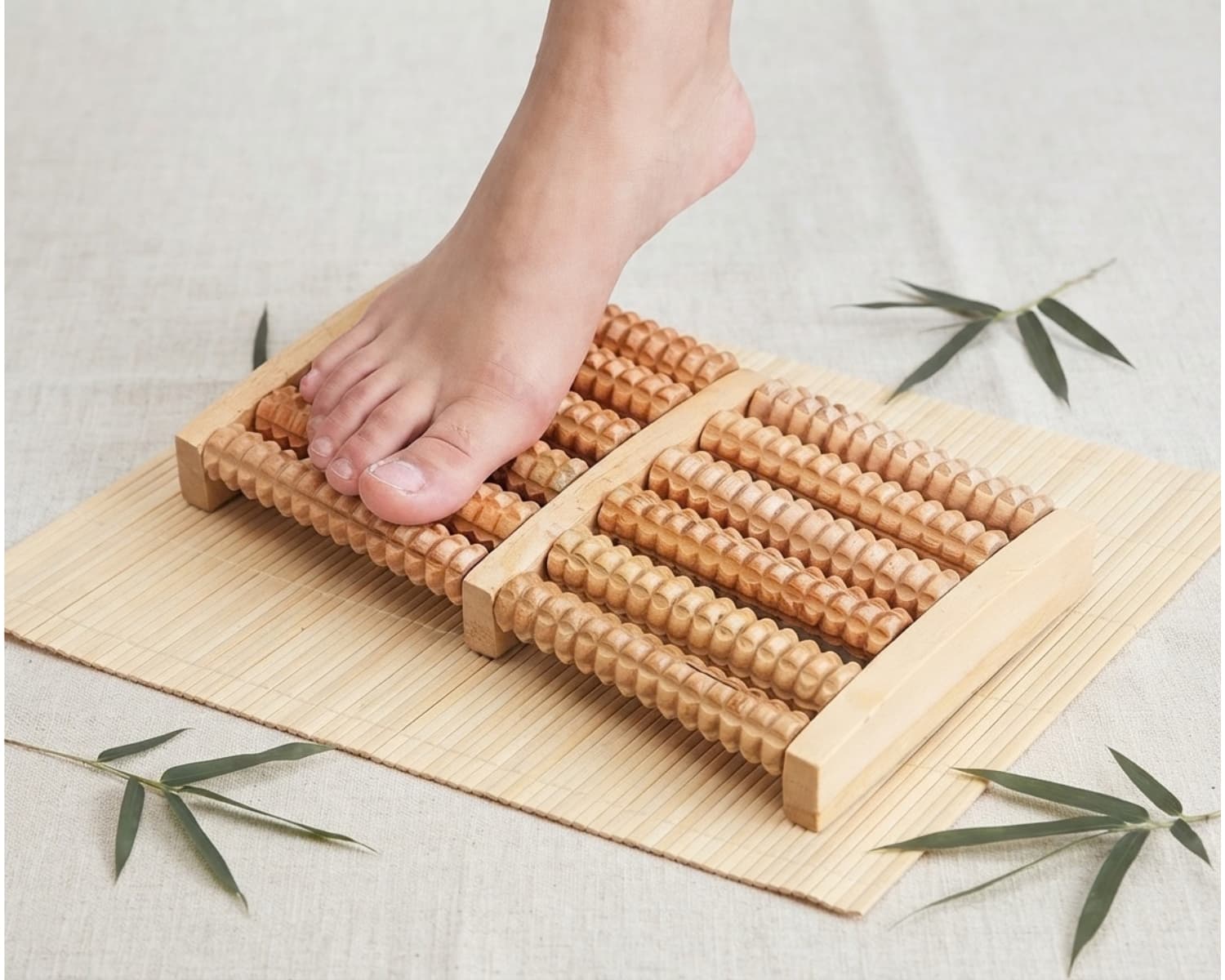 Wooden Foot Massager Roller - Reflexology Massage Tool for Heel, Arch & Tired Feet