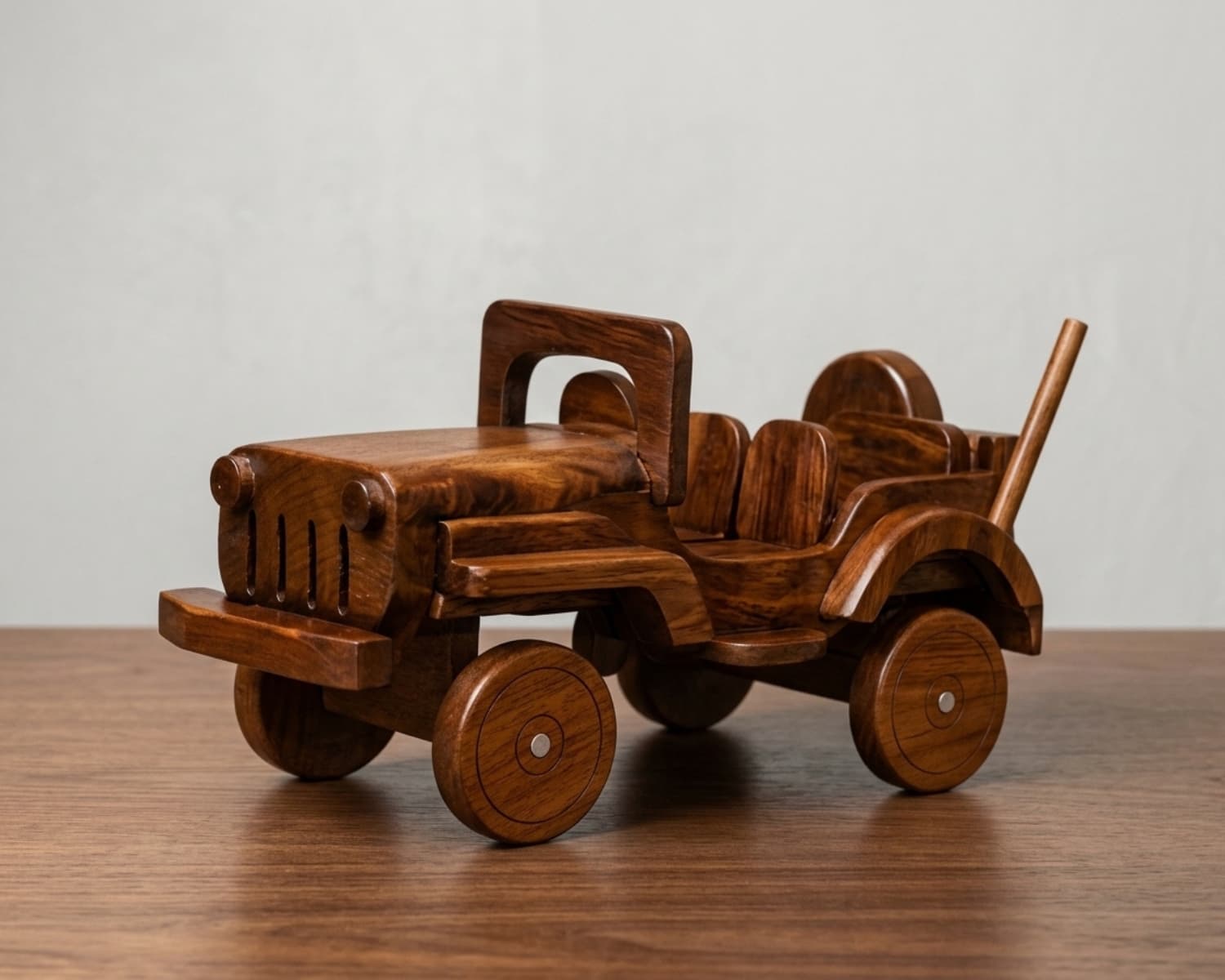 Wooden Jeep Model - Handcrafted Wooden Car Decorative Showpiece for Home & Office