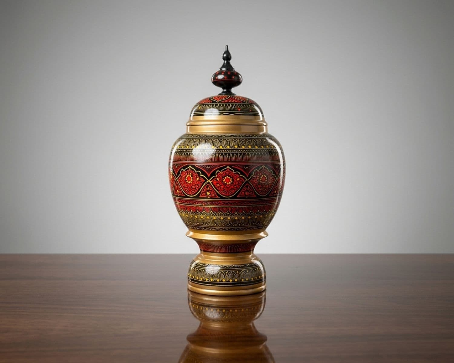 Naqshi Decorative Vase with Lid - Traditional Artistic Home Décor, 8 Inch